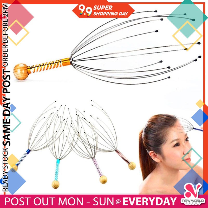 《 𝟭𝟮 𝗖𝗟𝗔𝗪𝗦 》 Stainless Steel Hand Held Massager Scalp Head Body Relax Spa Scratcher Massage Kepala Tukang Urut 头部按摩器