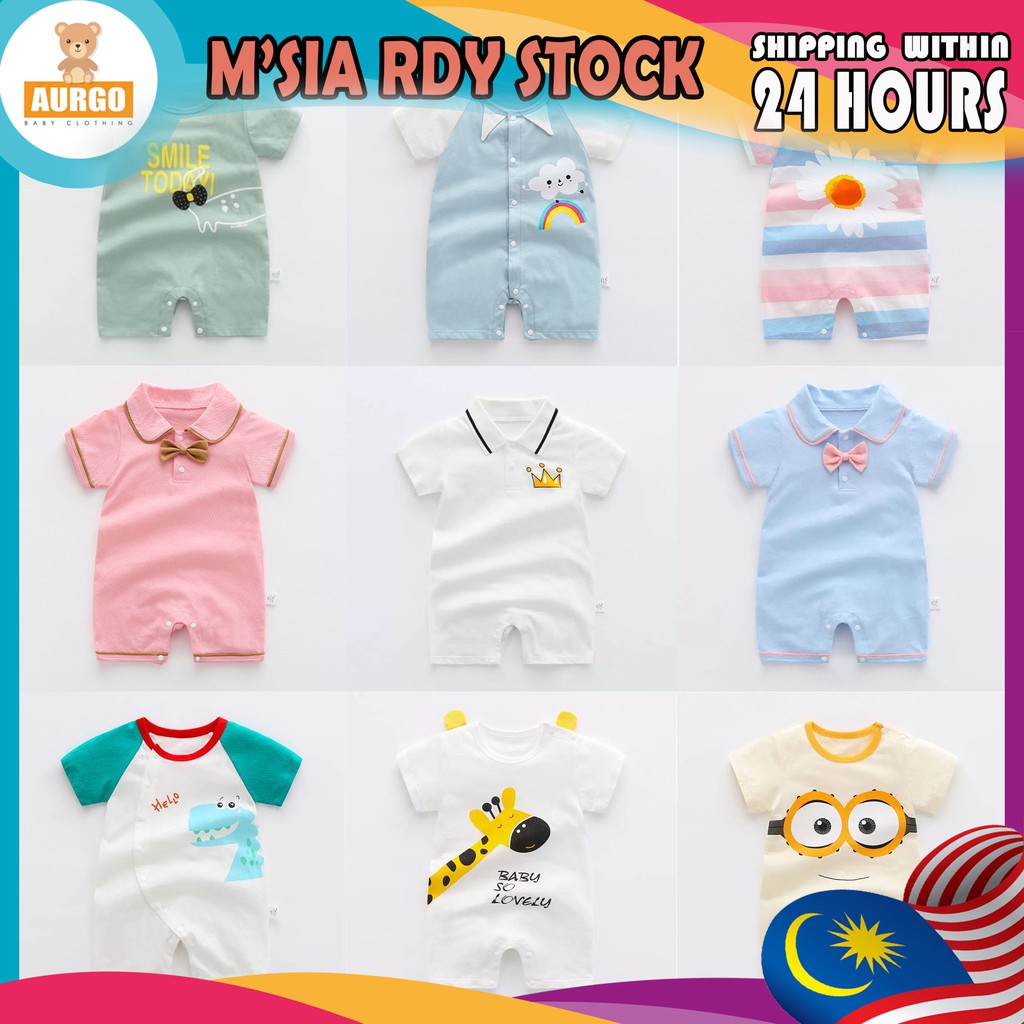Local Ready Stock Newborn Infant Baby Clothing Baby Romper Cartoon Jumpsuits Cotton Boy Girl Kids Clothes Baju Bayi 2