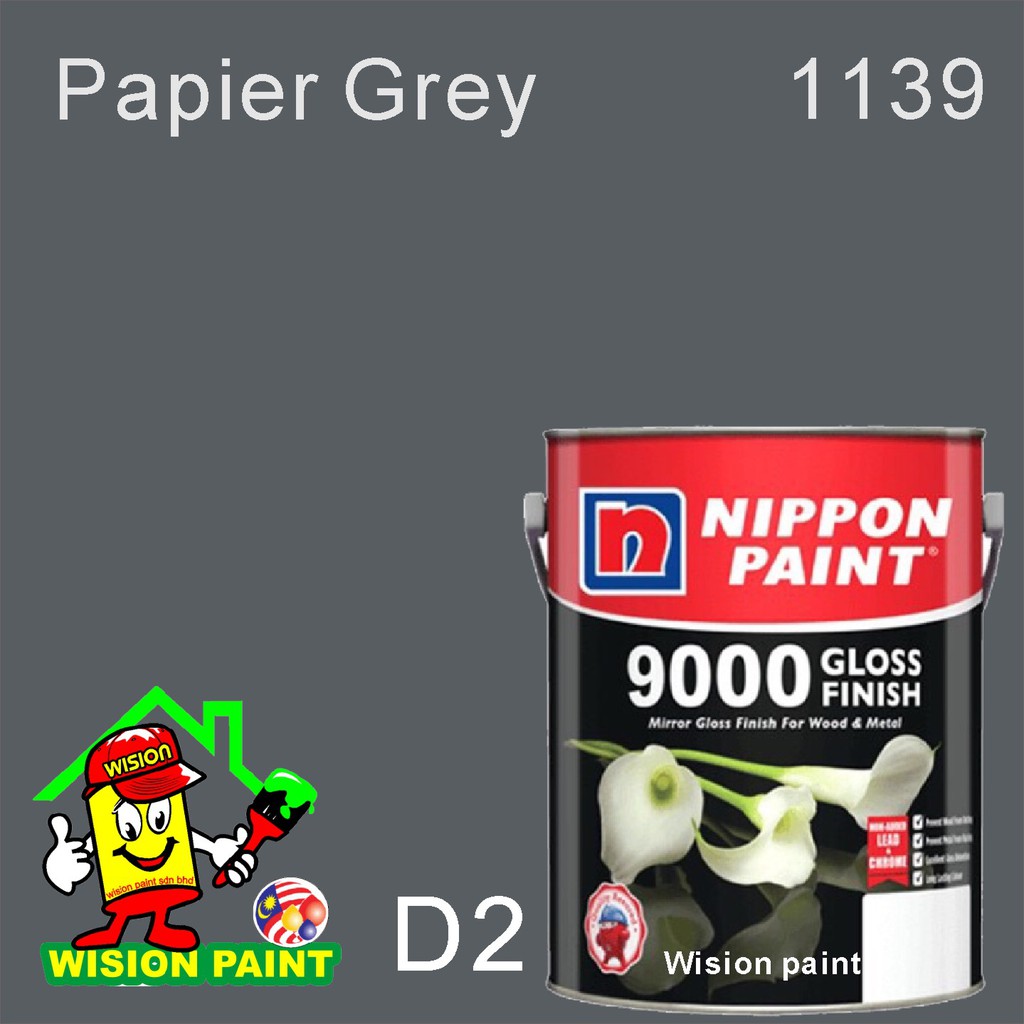 1139 papier grey ( 5L ) 9000 GLOSS FINISH NIPPON PAINT WOOD AND METAL
