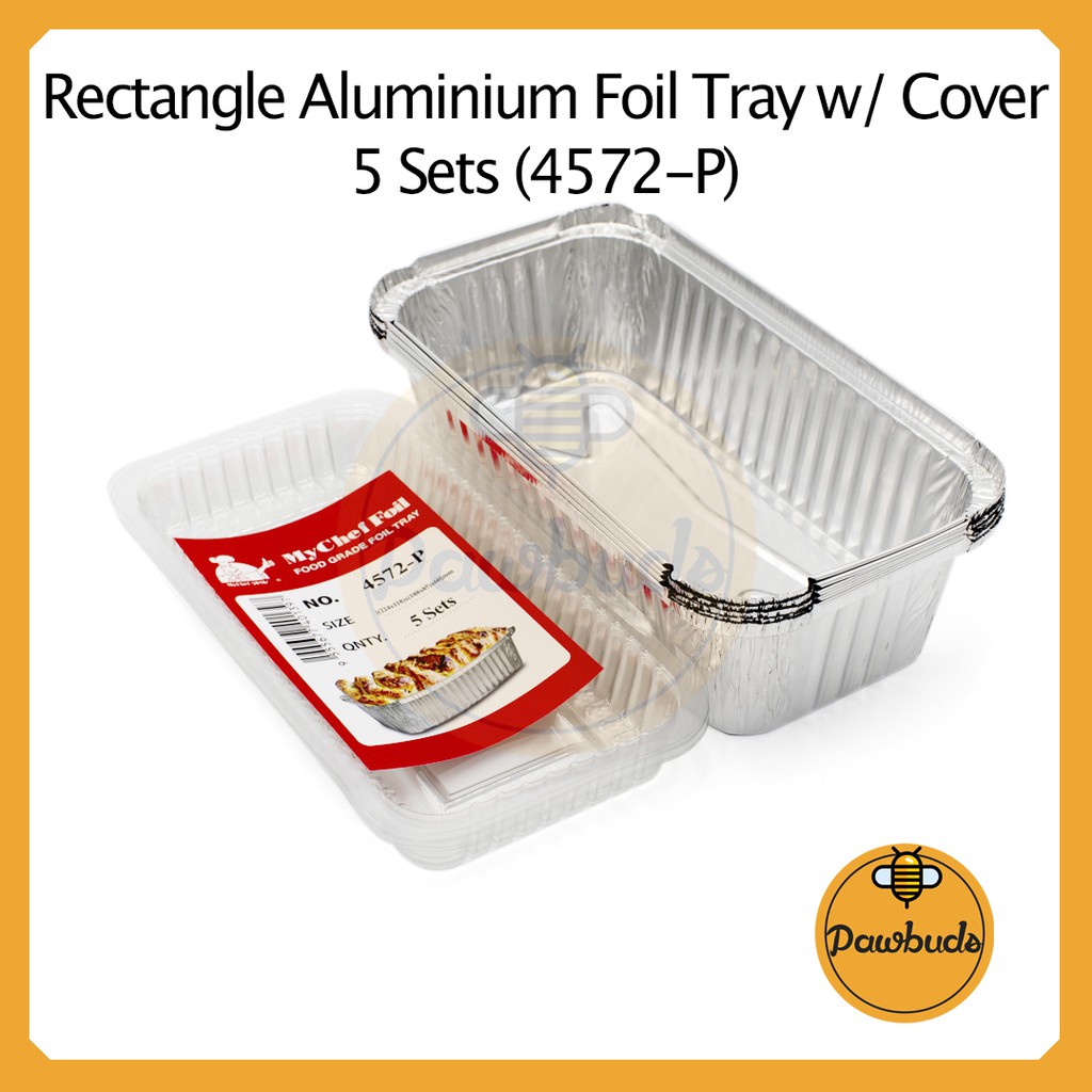 Aluminium Foil Tray With Cover L Size 5 Sets [4572P] Bekas Aluminum Foil Dengan Penutup Saiz