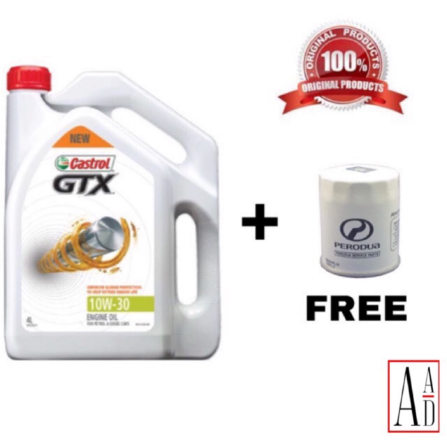 100% Original Castrol GTX 10w30 (3L) Engine Oil FREE 