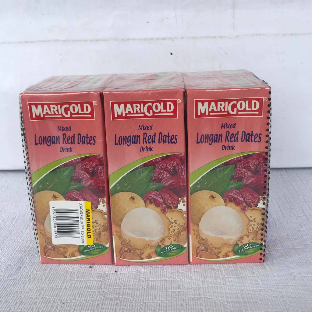 250ml x 6pcs Marigold Mixed Longan Red Dates Drink, Longan Kurma Merah