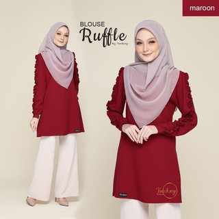  BAJU  MUSLIMAH  BLOUSE  RUFFLE KEPOK KEPOK Shopee  Malaysia