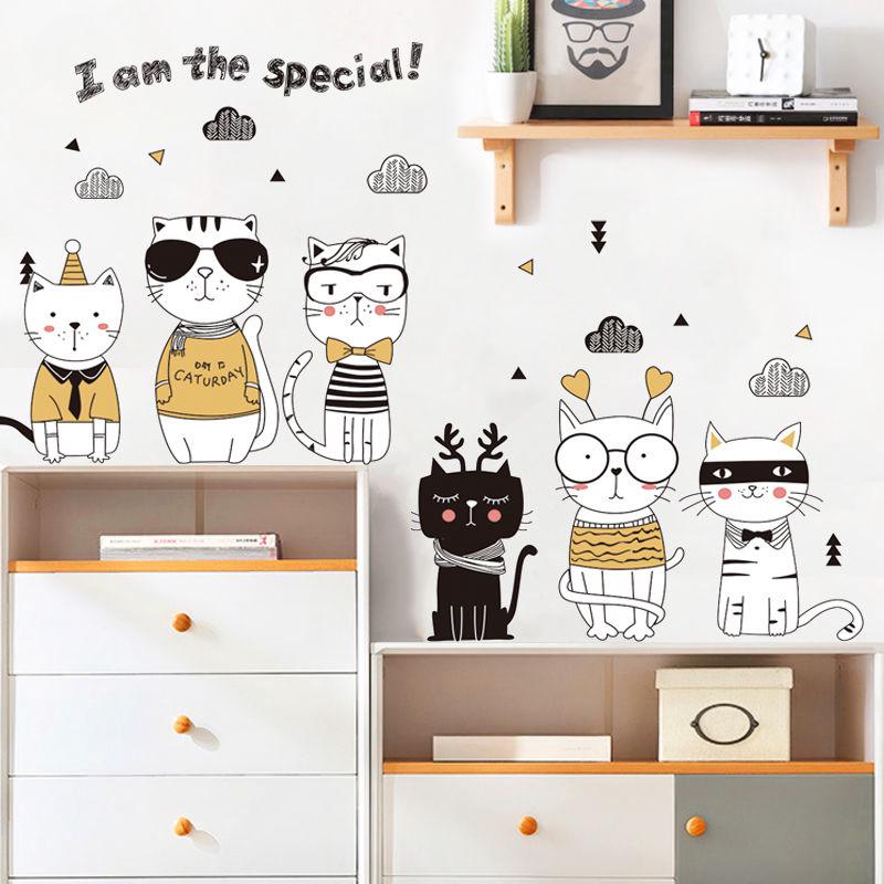 DOOR STICKERS WALL STICKERS WALL PAPER DOOR PAPER cute cat