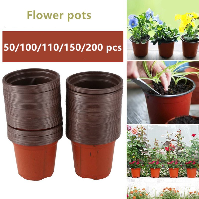 Lingxuinfo Nursery Pots 50Pcs 5.1 Plastic Plants Nursery Pots Flower Seedlings Nursery Pot Seed Starting Pots Flower Plant Container 