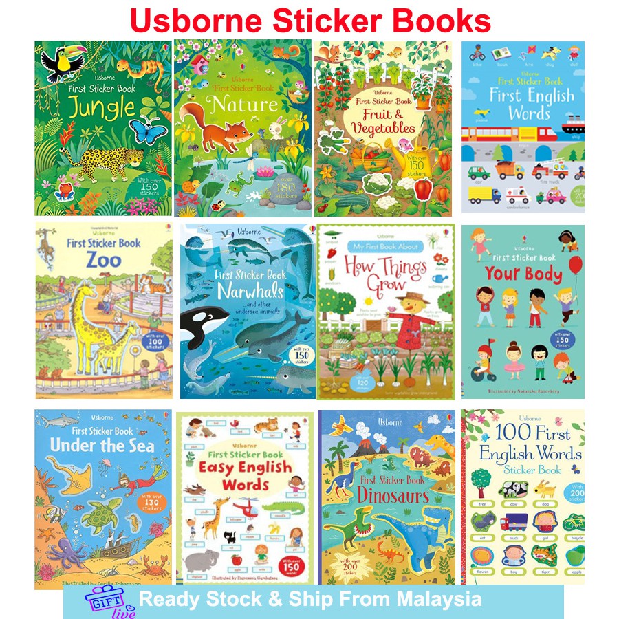 Usborne sticker book Usborne Book First Children activity educational book Stickers Books Buku