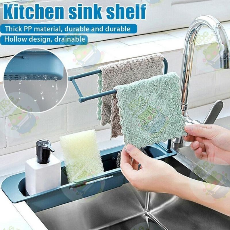 Kitchen Sink Rack Holder Expandable Storage Vegetable Drain Basket Fold-able Colander