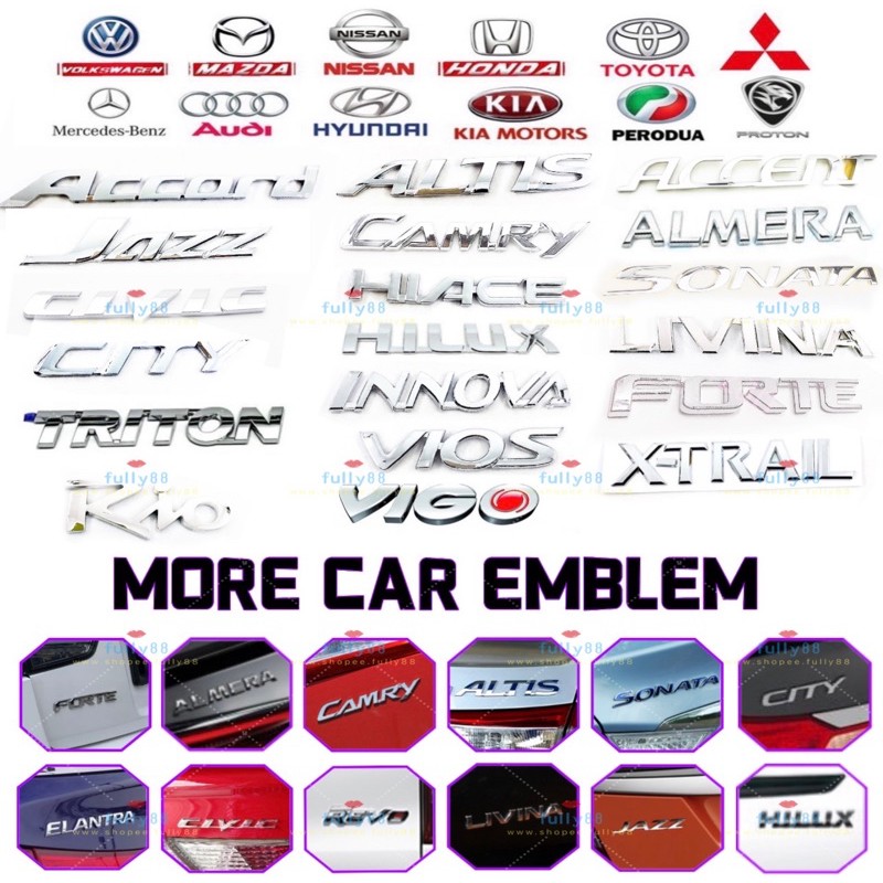 Logo kereta Toyota Honda Nissan Car logo Chrome Emblem accord jazz city ...