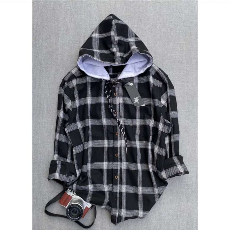 KEMEJA Jumbo flannel hoodie shirt wholesale shirt/ Men's flannel shirt/ Jumbo checkered hoodie shirt/ Men's long-sleeved hoodie shirt/