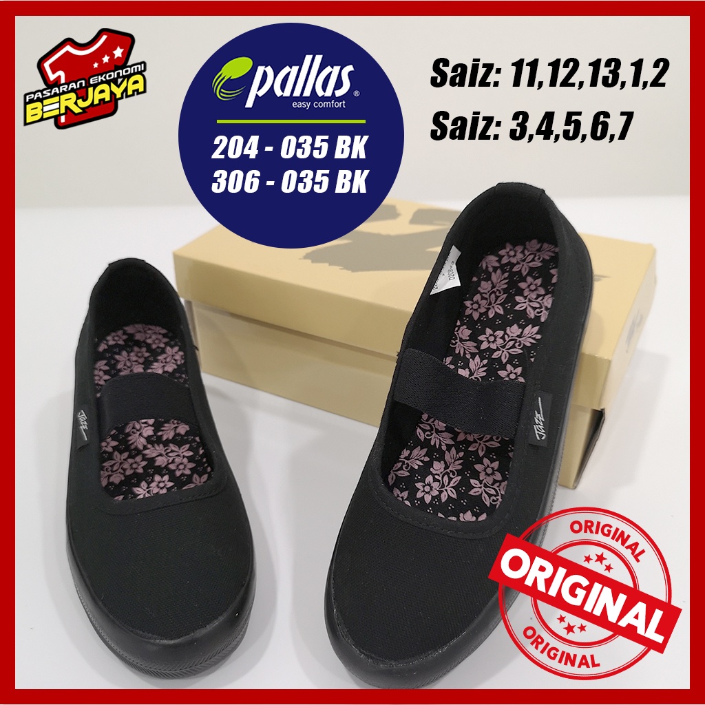 Pallas Jazz 204 035bk 306 035bk Kasut Sekolah Hitam Primary School