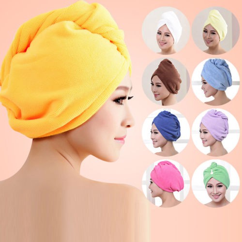 Microfiber Hair Wrap Towel Hat Turban Twist Quick Drying Dry Cap Ladies Bath Spa 