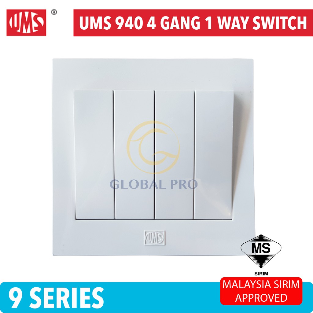 Ums 9 Series 940 4 Gang 1 Way Switch Sirim Approved 100 Authentic Shopee Malaysia