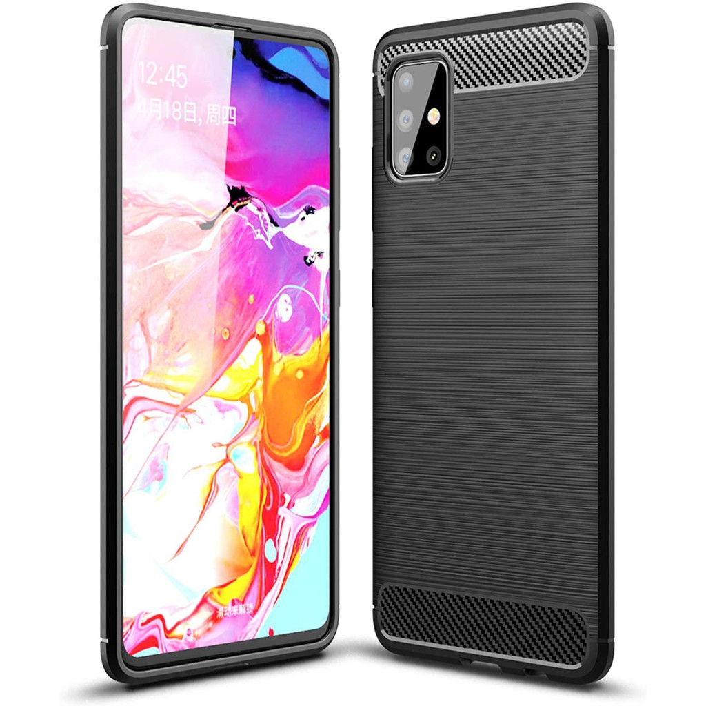 Samsung Galaxy A51 A71 Case Armor Carbon Fiber Tpu Soft Silicone Back Cover Phone Casing Shopee Malaysia
