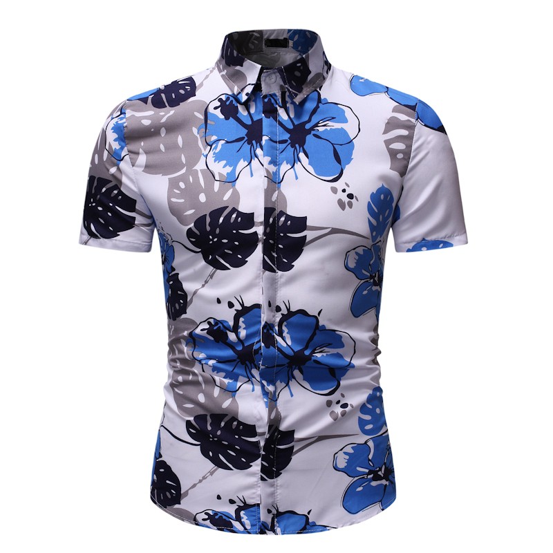 Men's Floral Summer Batik Short Sleeve Printed Fashion Shirt Bunga ...