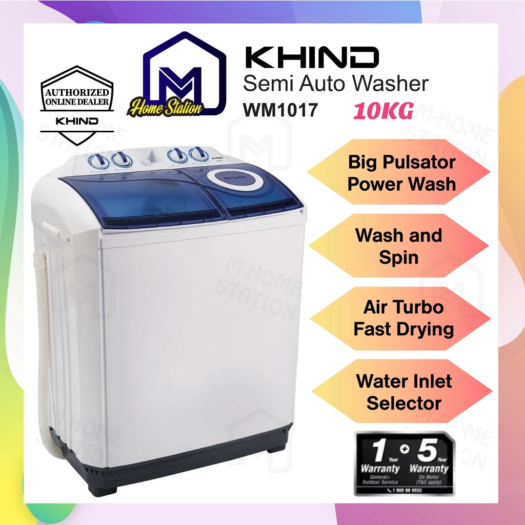 Khind 10KG Semi Auto Washing Machine WM1017 OR 7KG WM717 Mesin Basuh ...