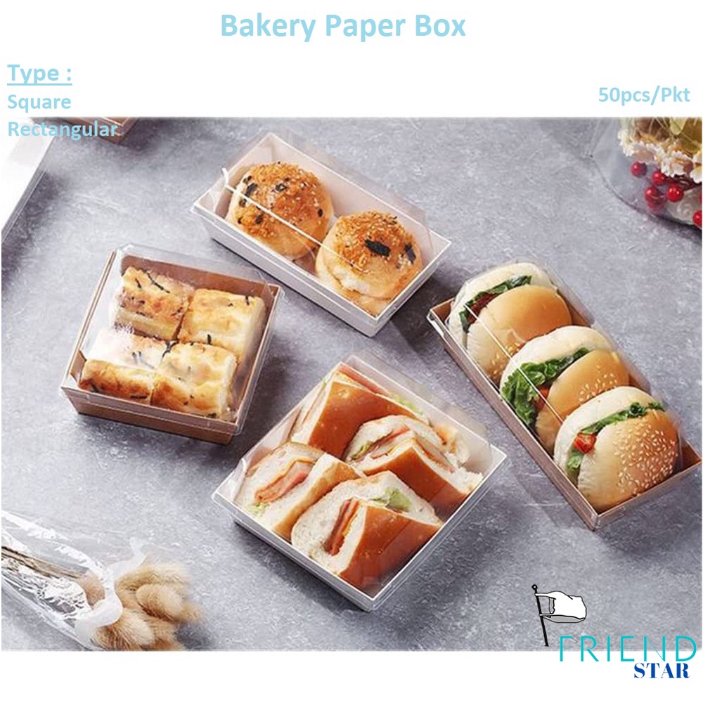 [50pcs] Bakery Paper Box / Square Rectangular Box / Donut Box / Cake