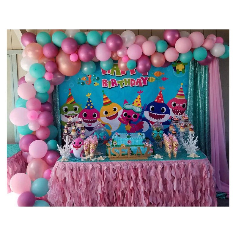 Baby Shark Birthday Decorations Cute Shark Backdrop Baby Shower Party Banner Shopee Malaysia