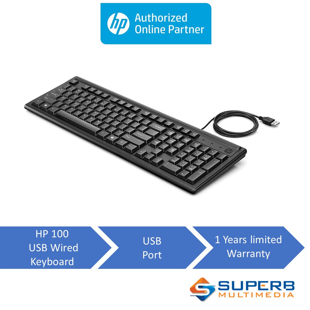 HP Keyboard 100 usb wired keyboard 2UN30AA Shopee Malaysia