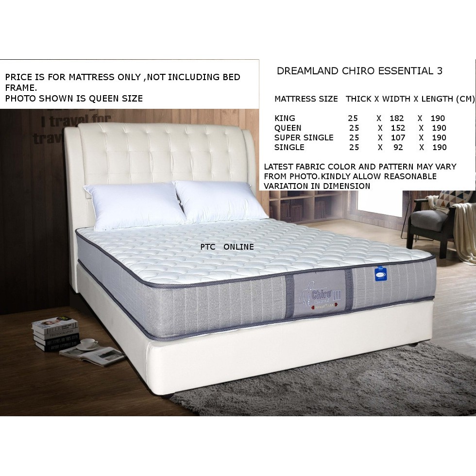 DREAMLAND CHIRO ESSENTIAL 8 MATTRESS ( KING SIZE NO BED FRAME )