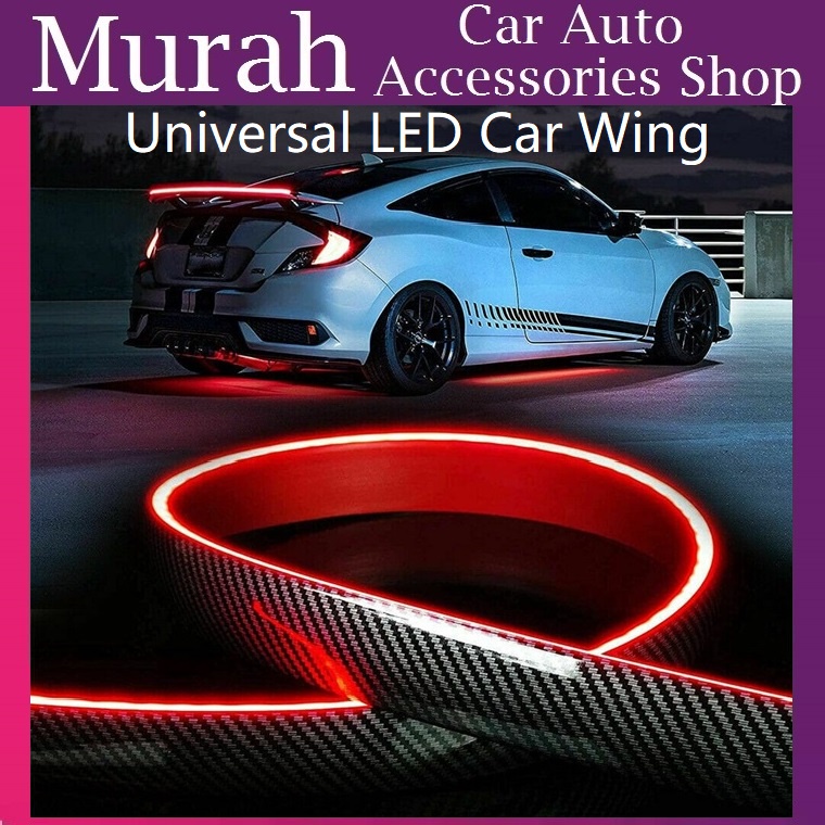 LED Spoilers Car Brake Lights Strip Carbon Rear Wing Lips Kit 1.2M Rear ...