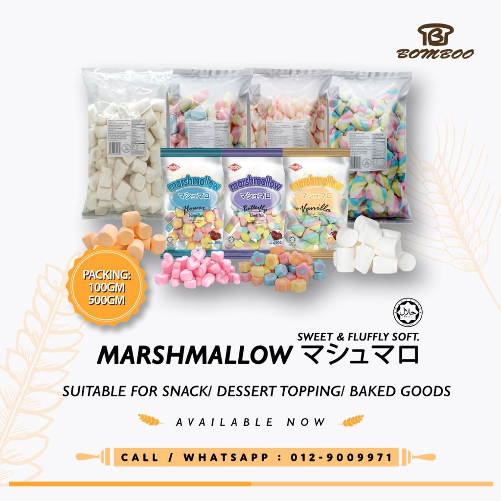 MARSHMALLOW CVMALLOW/ VANILLA/ TWISTED/ STRAWBERRY/ MANGO (HALAL) 100G