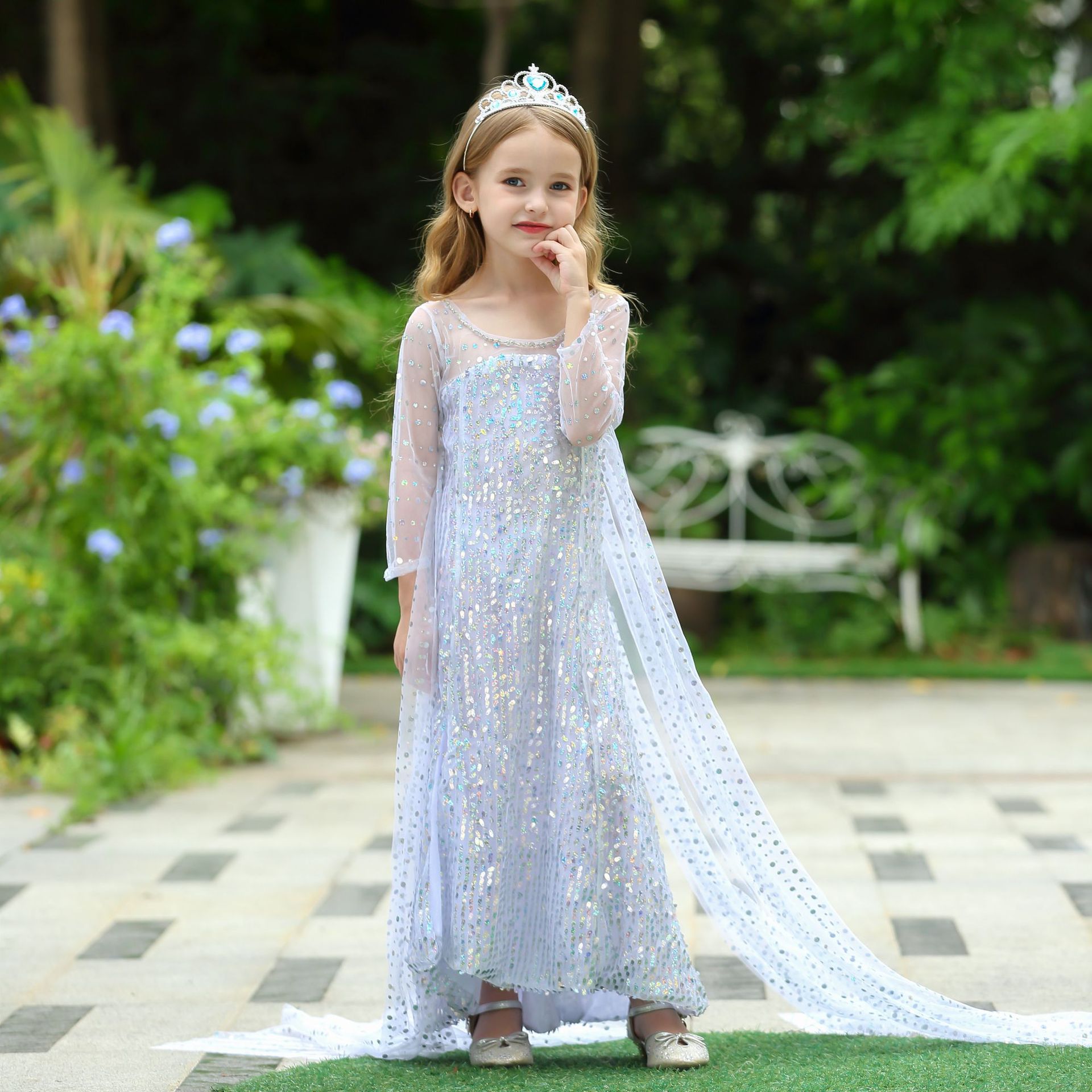 girls white sequin dress