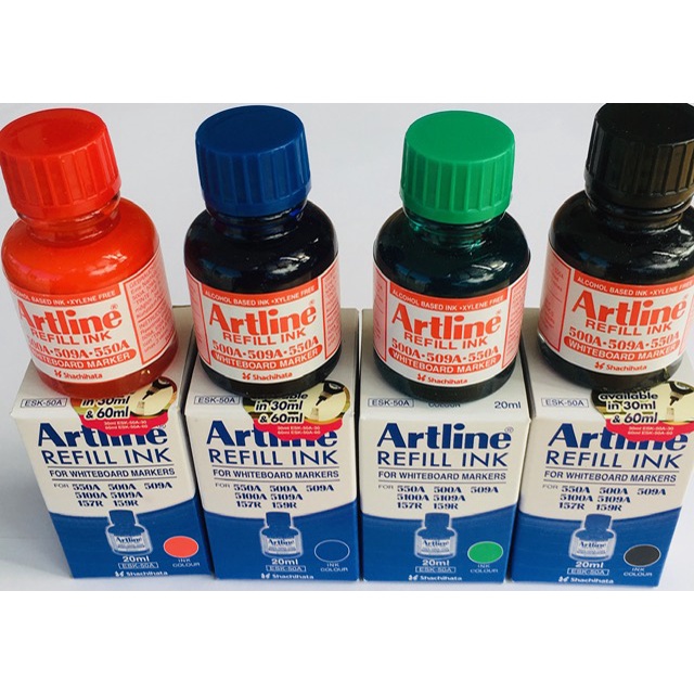 Artline Refill Ink Whiteboard Marker 500A / 509A. Red, Blue, Green