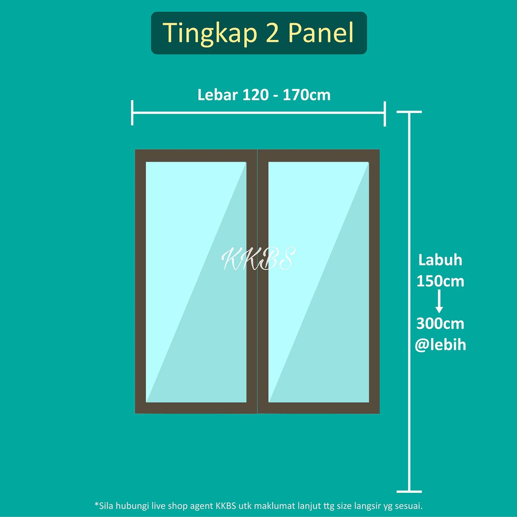  Ukuran  Langsir Tingkap  2 Panel