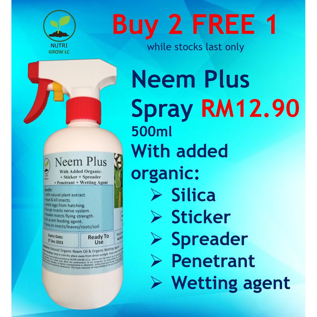 Neem Plus Oil Organic / Natural Ready to Use 500ml pesticide for plants fungicide and