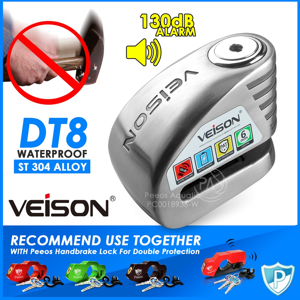 Buy VEISON DT8 Original ALARM Disc Lock for Motorcycle Disc Brake 