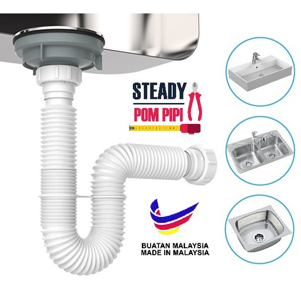 FLEXIBLE WASTE PVC PIPE FOR PLUMBING / BASIN / KITCHEN SINK / UNITRAP