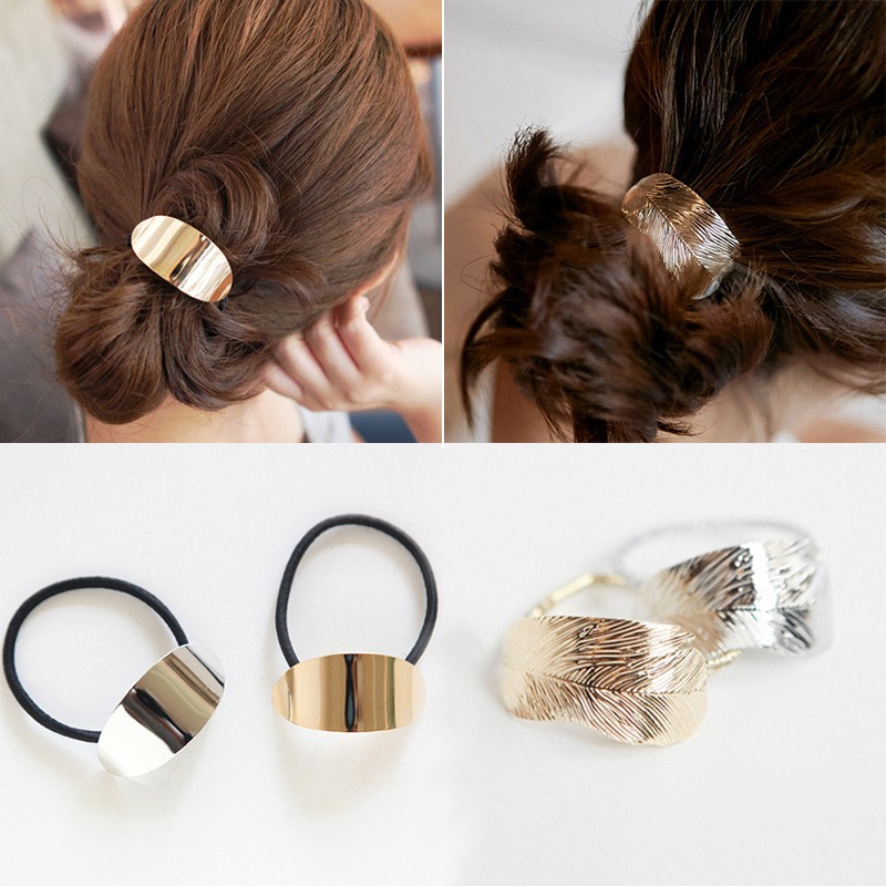 Hair Rope Head Rope Ligation Hair Accessories Thin Leaf Metal