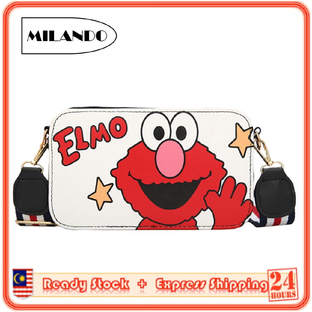 MILANDO Kid Girl PU Leather Crossbody Purse Kid Sling Bag Handbag (Type 7: Elmo/Cookie)