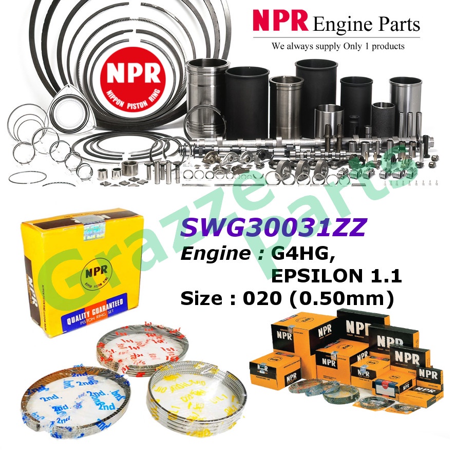 NPR Piston Ring Set SWG30031ZZ for Hyundai Atos Atoz 1.1 Kia Picanto 1.1 G4HG EPSILON 1.1 (67.0mm)