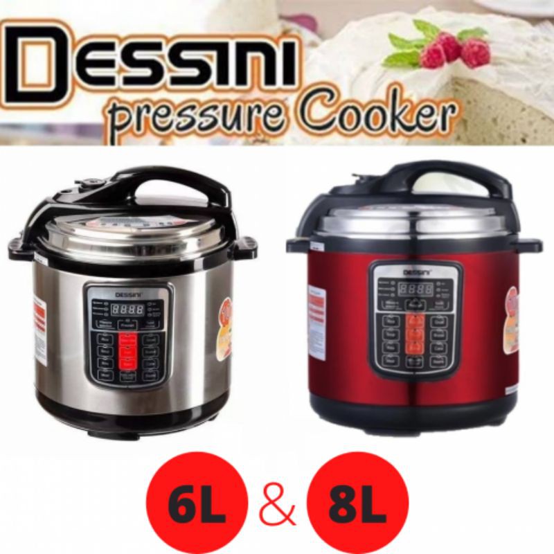 DESSINI 6L/8L ELECTRIC PRESSURE COOKER ALUMINUM NON STICK POT MULTI FUNCTION PRE PROGRAMMED 6.0