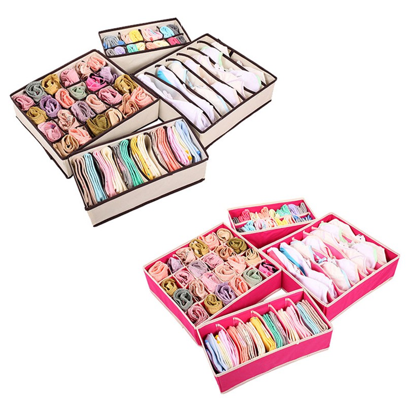 4pcs Storage Boxes For Ties Socks Shorts Bra Underwear Divider