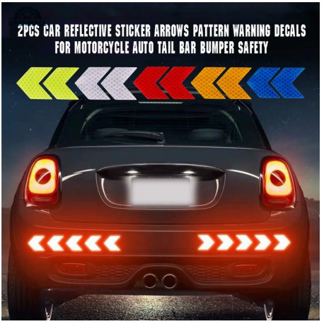 Set of 2 decals, decorative stickers, reflective arrows, safety warning on the back of fashionable cars for Toyota Vios