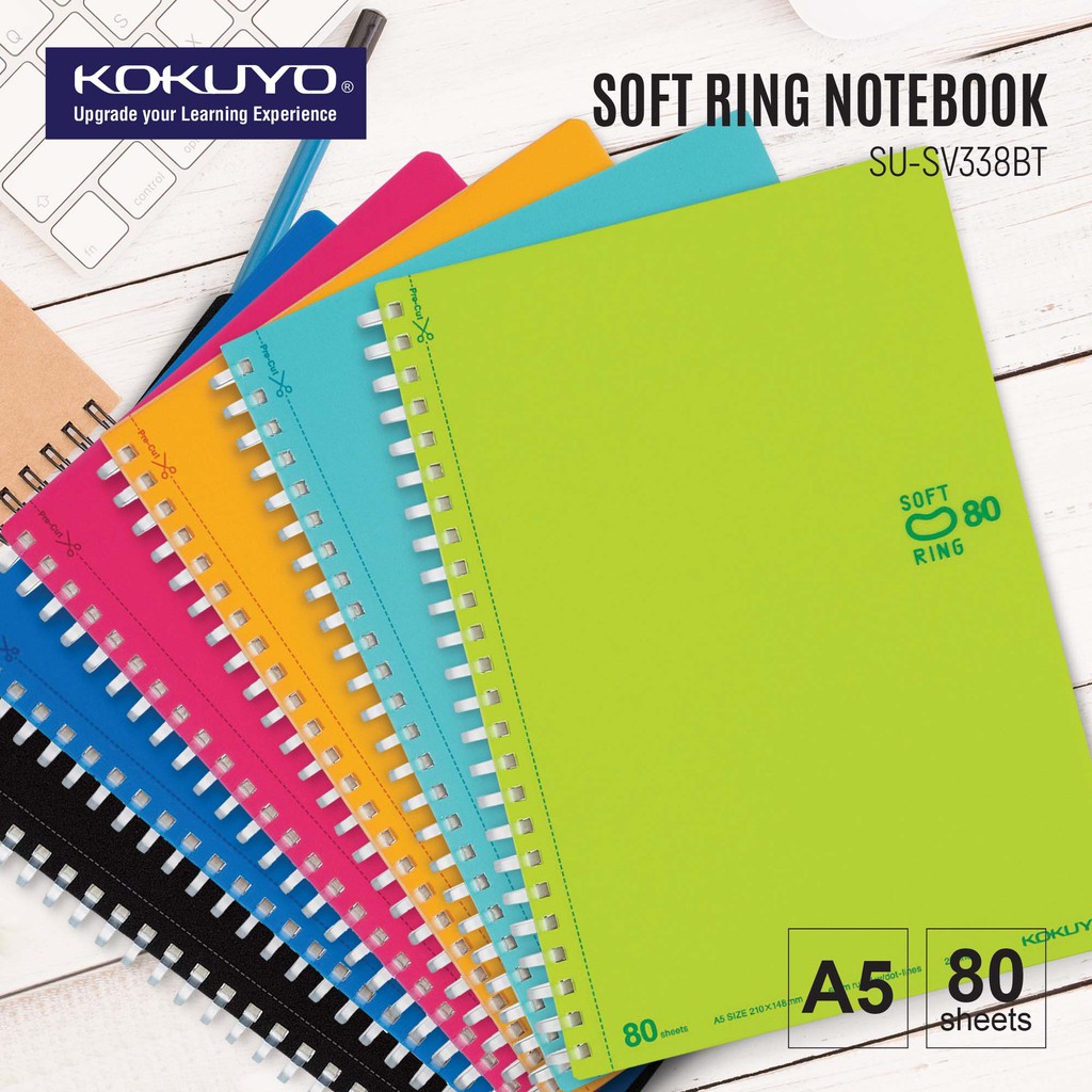 KOKUYO SOFT RING NOTEBOOK A5  B5 (80 SHEETS) 6MM RULED WITH DOTTED 