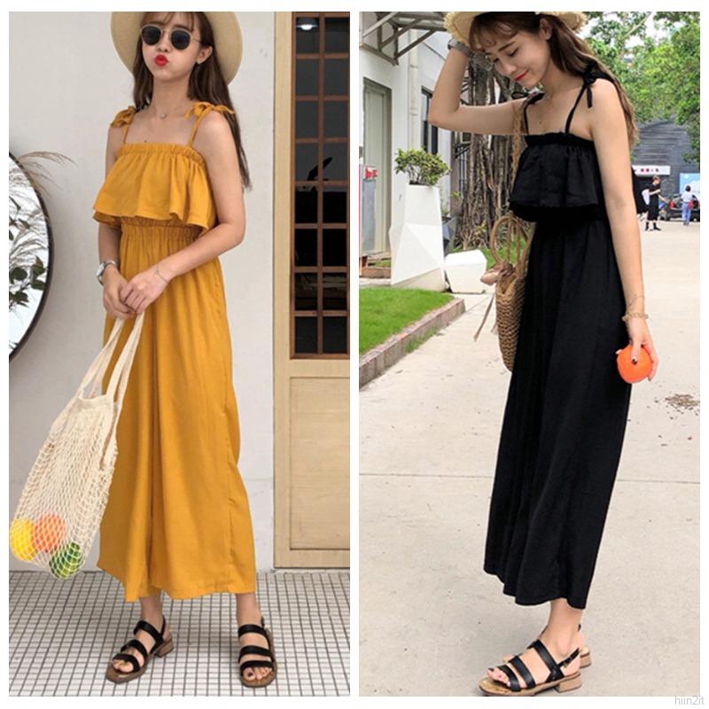 wide leg spaghetti strap jumpsuit