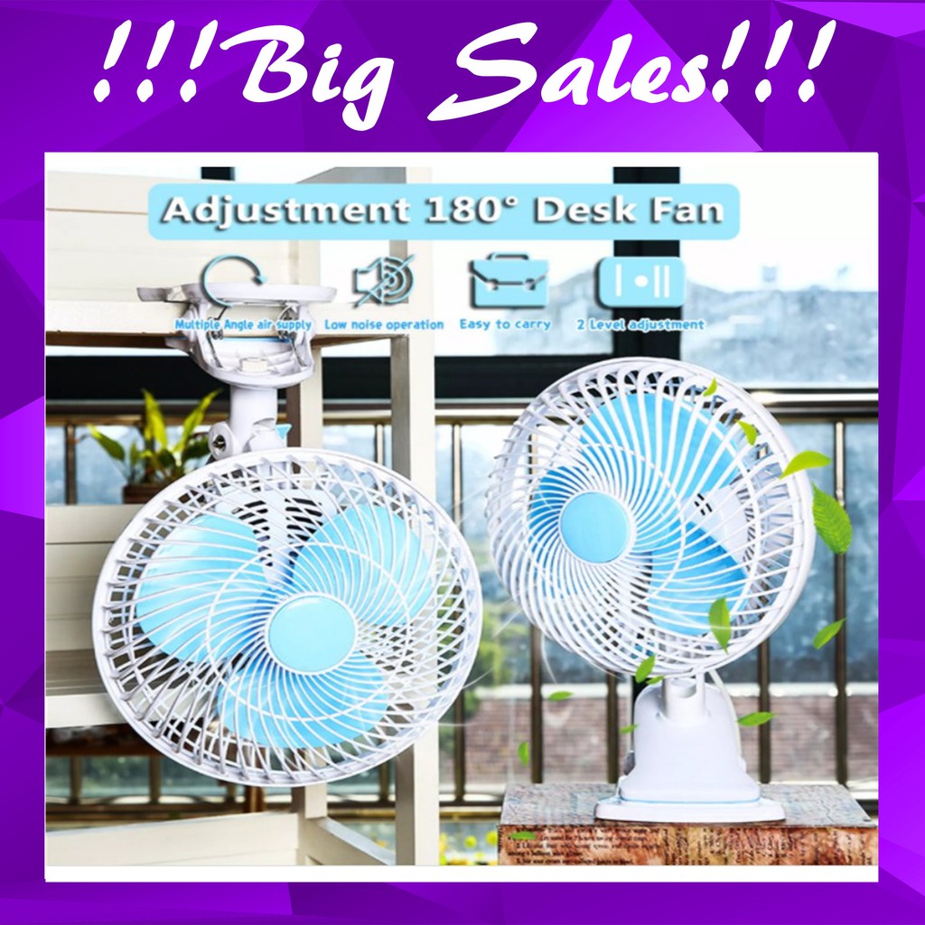 Ready Stock 3 in 1 Clip Fan 180MM 20W Strong Wind POWERFUL PORTABLE FAN ADJUSTABLE TABLE FAN CLIP FAN & 3 FAN BLADES