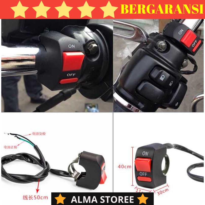 Almastoree Motorcycle Motorbike Headlight Switch On/Off Switch Button