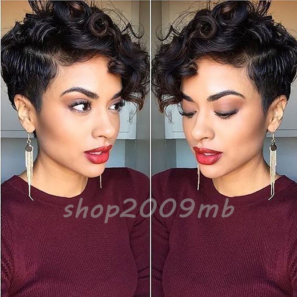 Synthetic Short Curly Black Hair Pixie Cut Wig For Women Heat Resistant Wig Shopee Malaysia