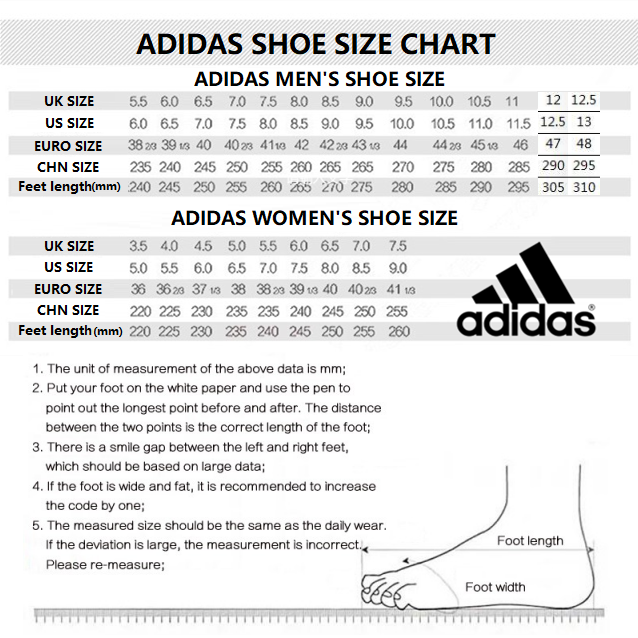 adidas foot size chart