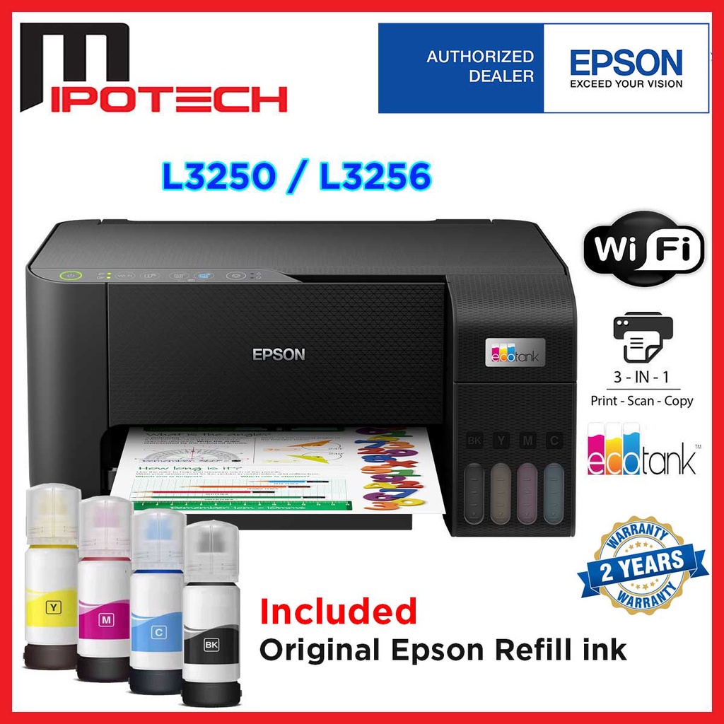 Epson Ecotank L3250l3256 Wi Fi All In One Ink Tank Printer With 4 Bottle Original Ink Ready 5093