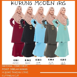  BAJU  KURUNG  MODEN PLAIN IRIS KURUNG  MATERIAL COMO CREPE 