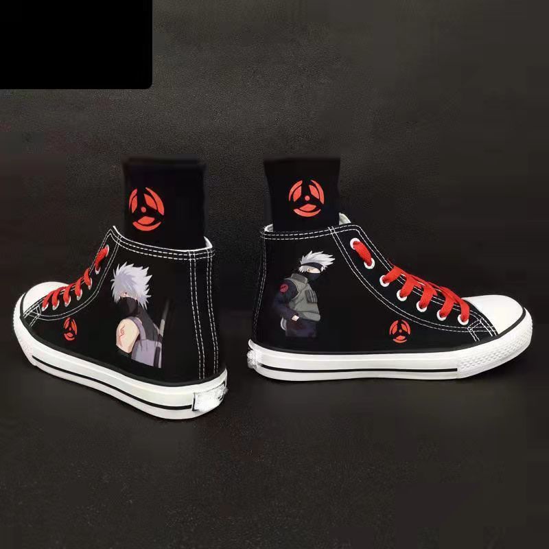 Spring Summer Hot Change Naruto Joint Shoes High-Top Canvas Men Kakashi Sasuke Uchiha Itachi Sneakers/春夏爆改火影忍者联名鞋高帮帆布鞋男卡卡西鸣人佐助宇智波鼬板鞋/Musim semi dan musim panas meledak ke dalam kasut Naruto co-branded, kasut canvas tinggi atas, kakashi Naruto Sasuke yuzhi