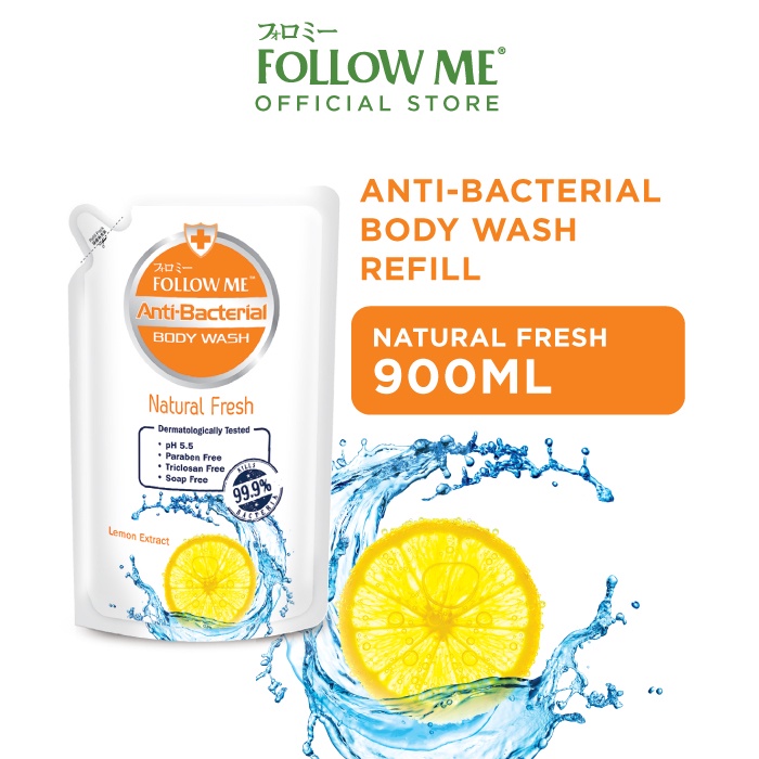Follow Me AntiBacterial Body Wash Refill Pack 900ml (Natural Fresh