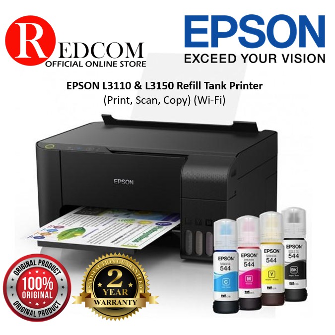 Epson Ecotank L3110 L3150 L3156 L3250 L3256 All In One Ink Tank Printer With Original 5730