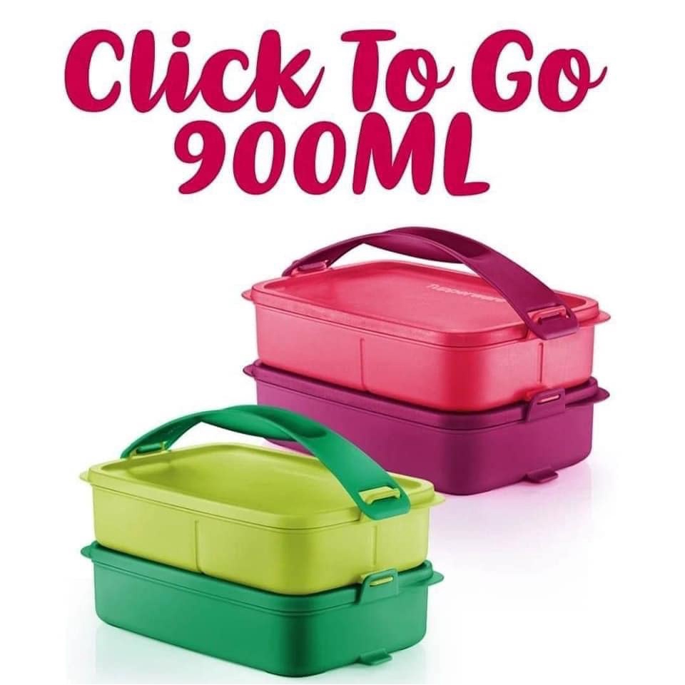 Tupperware click to go blue red lunch box with handle/ red SET/ Green SET 900ML