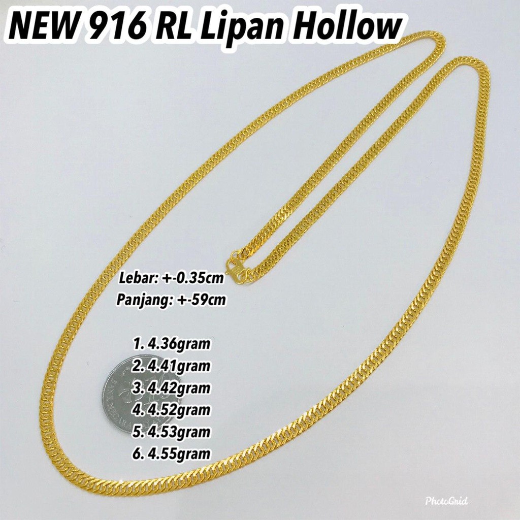 NEW GOLD 916 Rantai Leher Lipan  24 July Shopee Malaysia